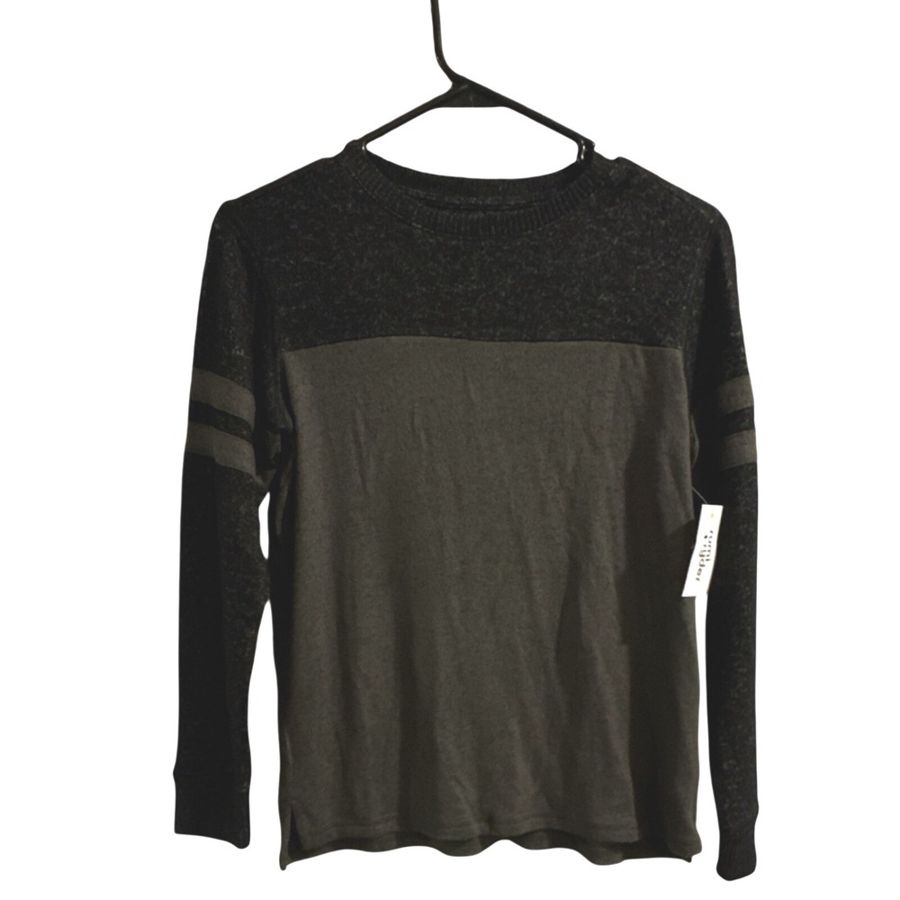 rumi‎ + ryder boys  Colorblock Striped Long Sleeve T-Shirt Black Olive M